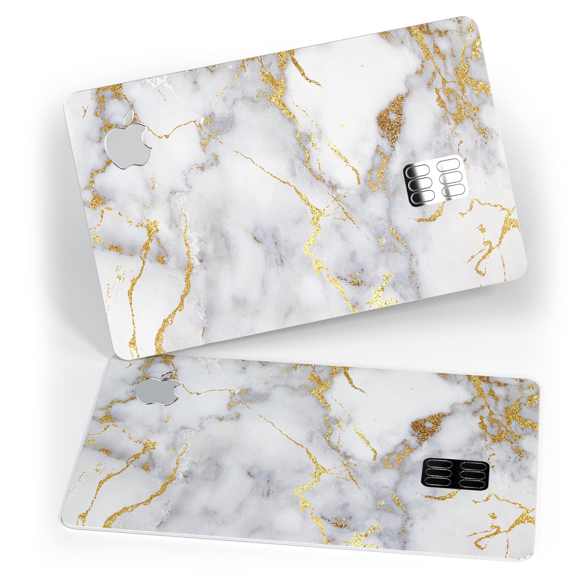 Marble and Digital Gold Foil V2 skin kit for Apple Card, showcasing premium design and protective features.